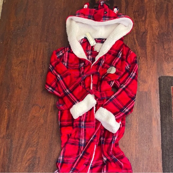 Peaches and Dreams Reindeer Plaid Bathrobe NWT - Picture 2 of 9